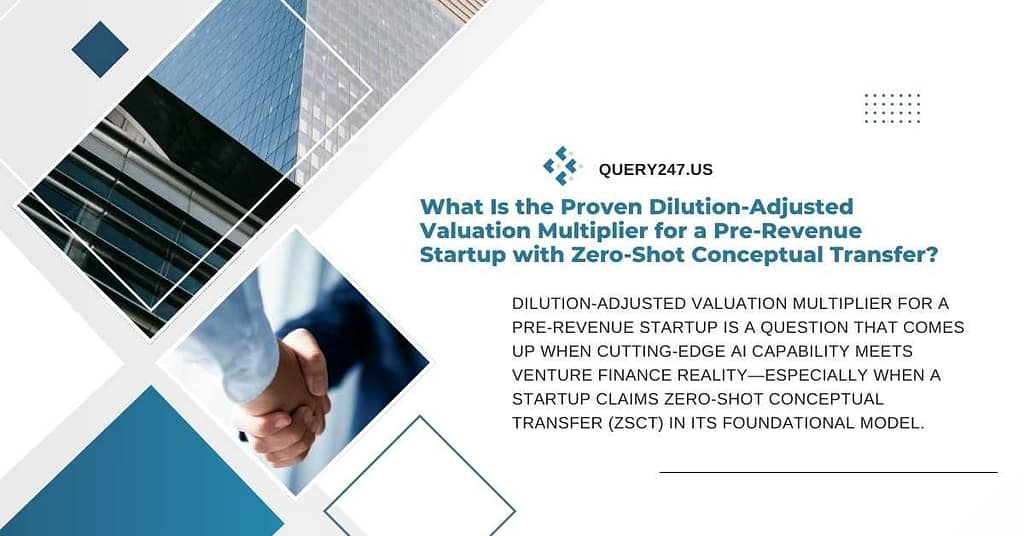 dilution-adjusted valuation multiplier for pre-revenue startup with zero-shot conceptual transfer